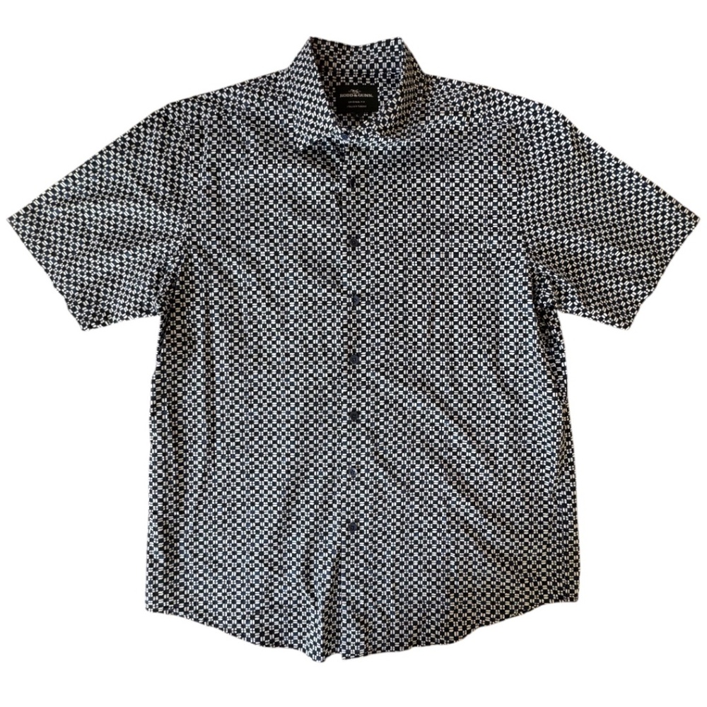 Rodd & Gunn button-down shirt polished, upscale casual Sz L Geometric Navy White